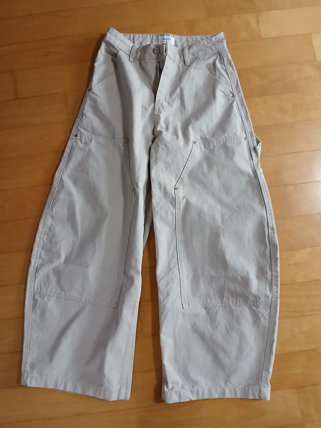 블랙업 트랑키 카펜더 벌룬 와이드 코튼팬츠 베이지 상품이미지2