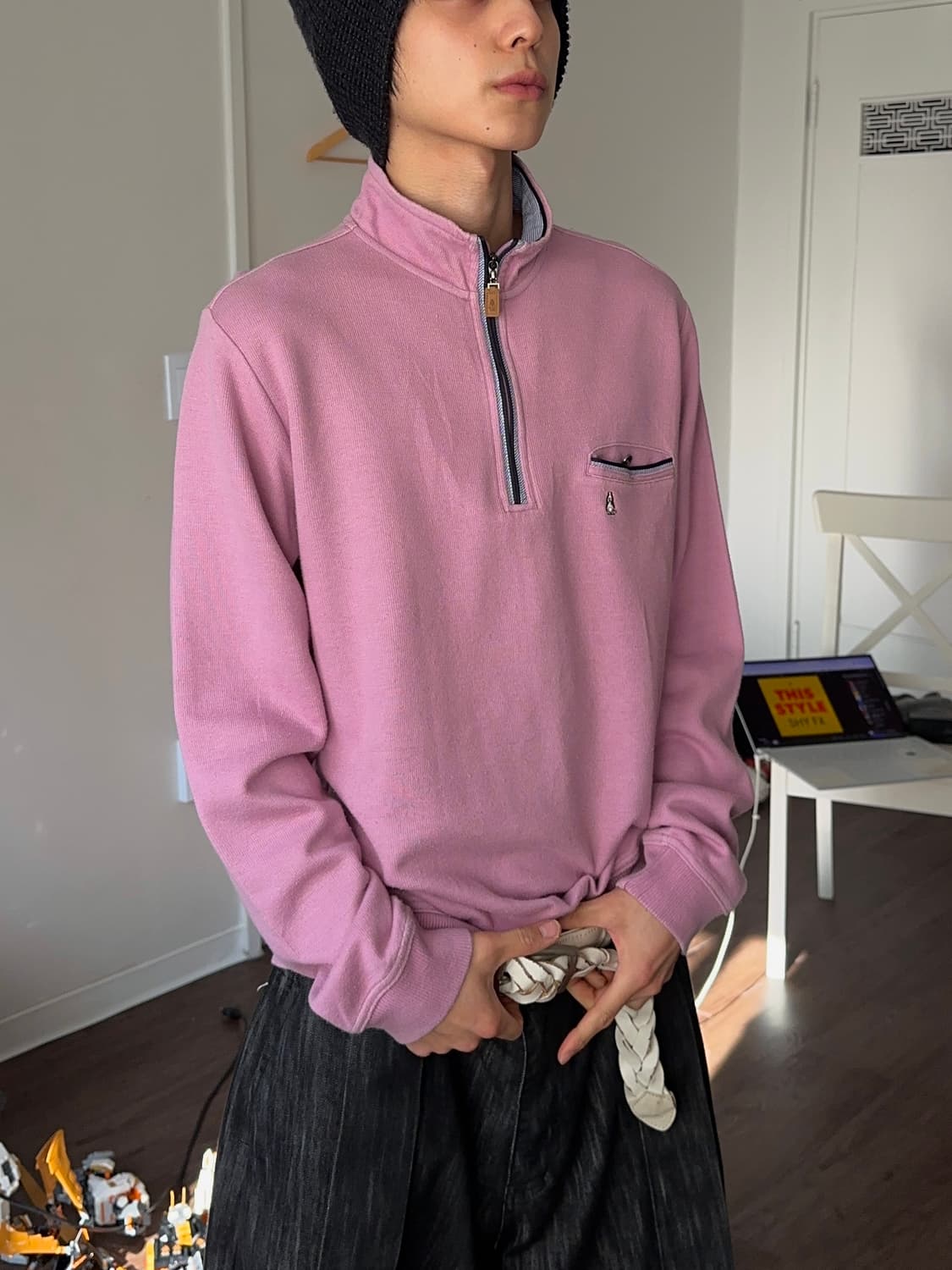 Hush Puppies 쿨톤핑크 하프 집업 니트 상품이미지2