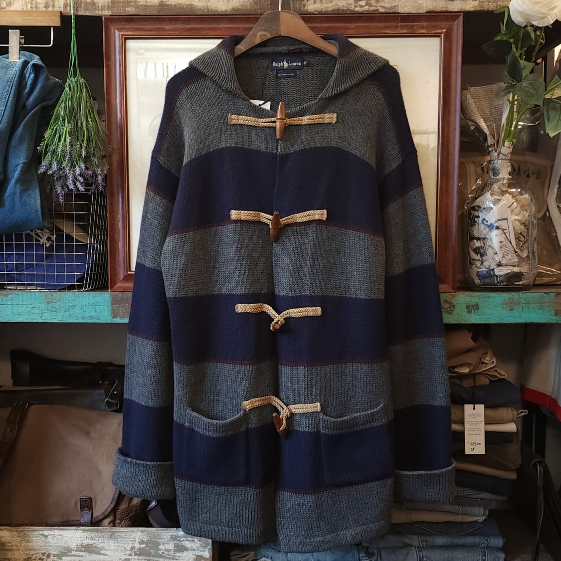90s 폴로 랄프로렌 빅 스트라이프 샤커 울 로브 더플코트 105 상품이미지2