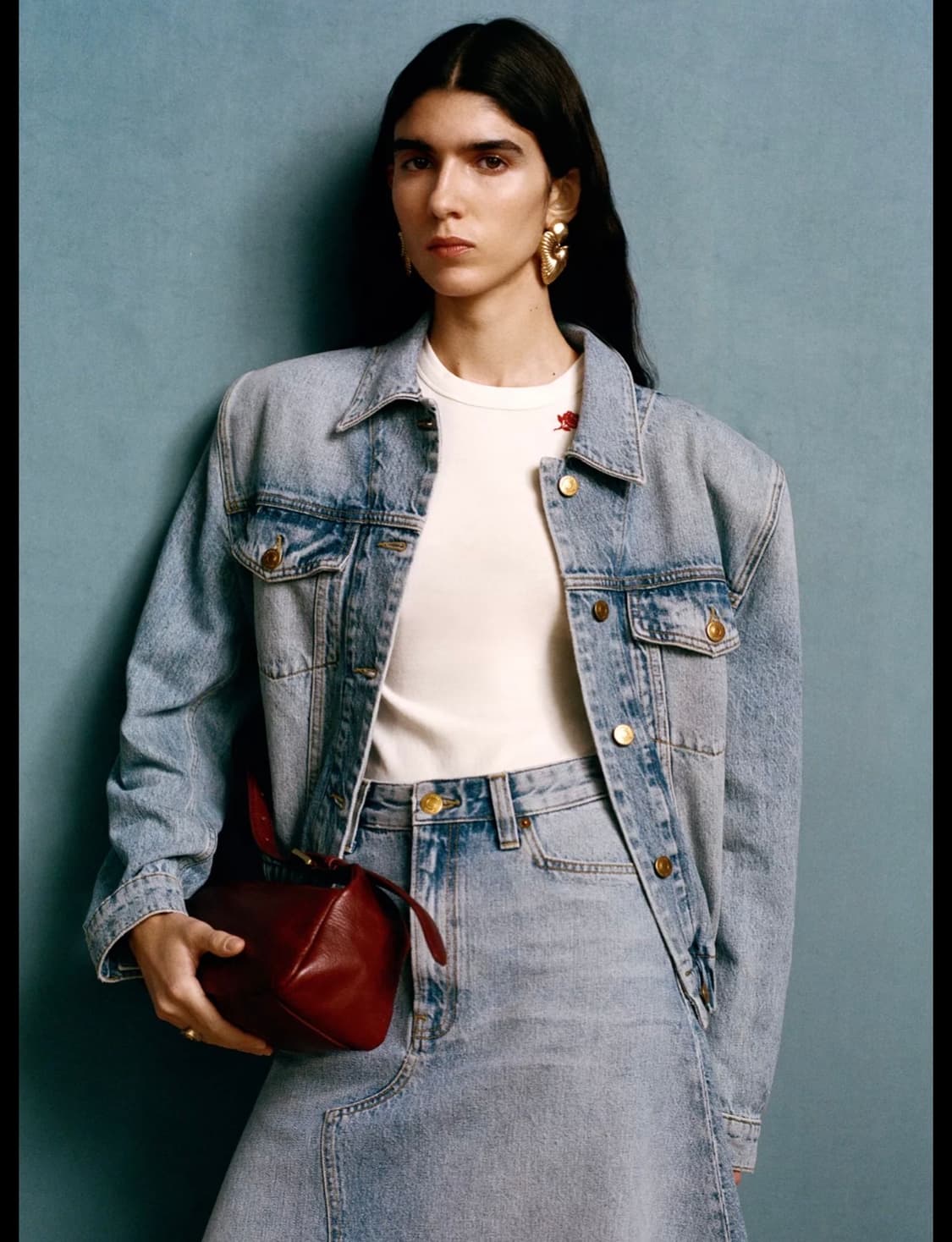 새상품) 자라 윌리차바리아 숄더패드 데님 자켓 상품이미지1