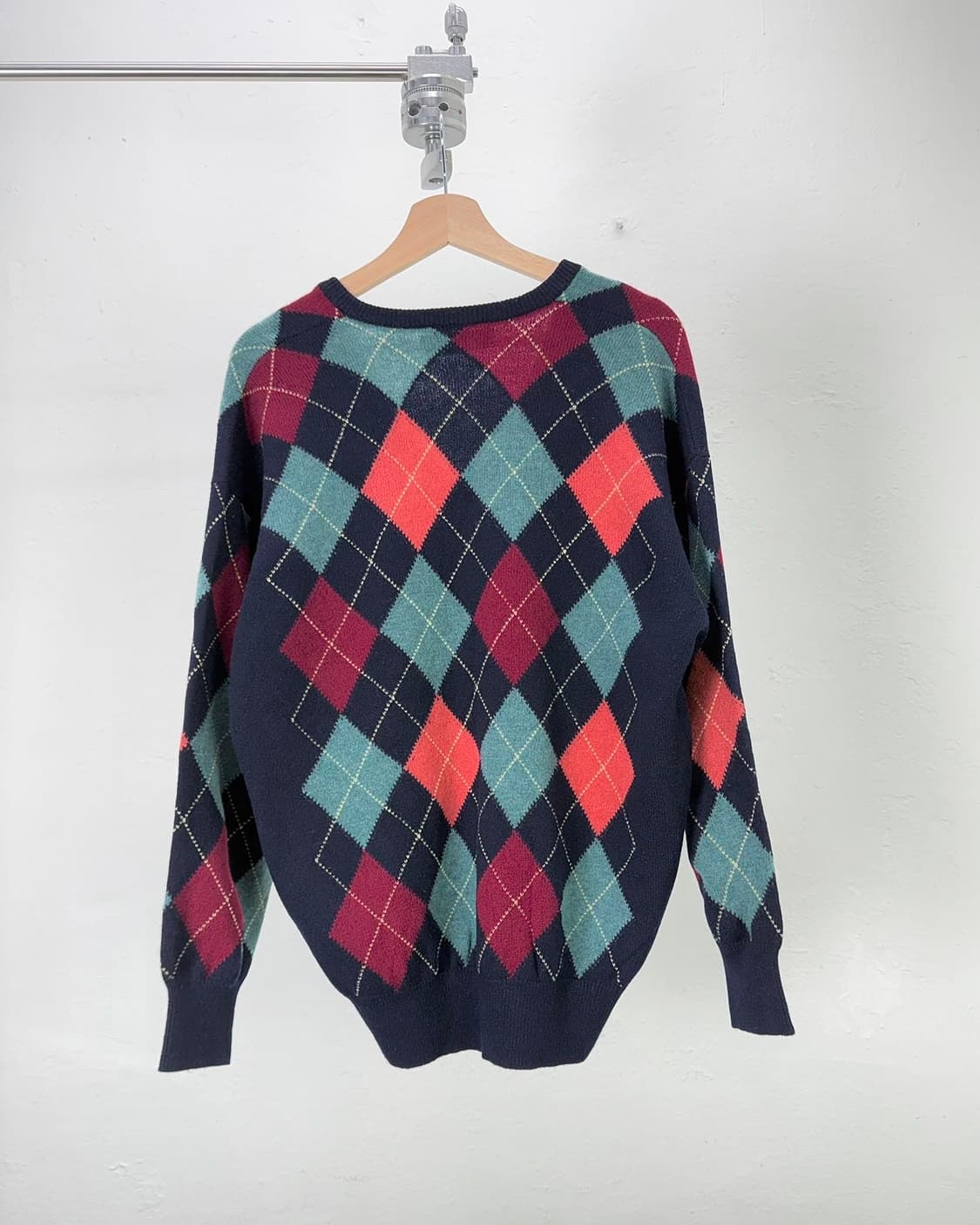 버버리 90s 아가일 브이넥 램스울 니트 스웨터 상품이미지6