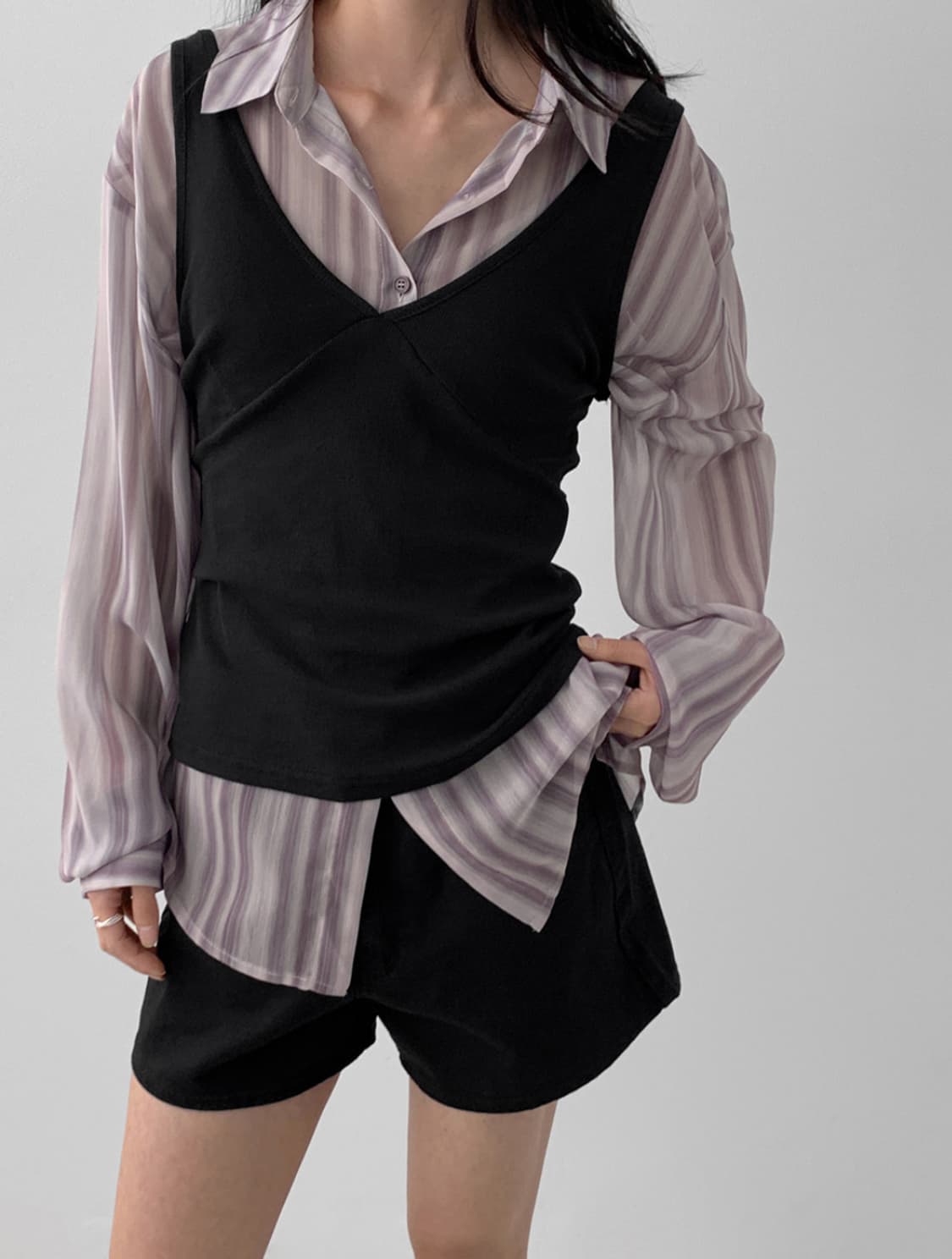 시스루 스트라이프 셔츠  상품이미지3