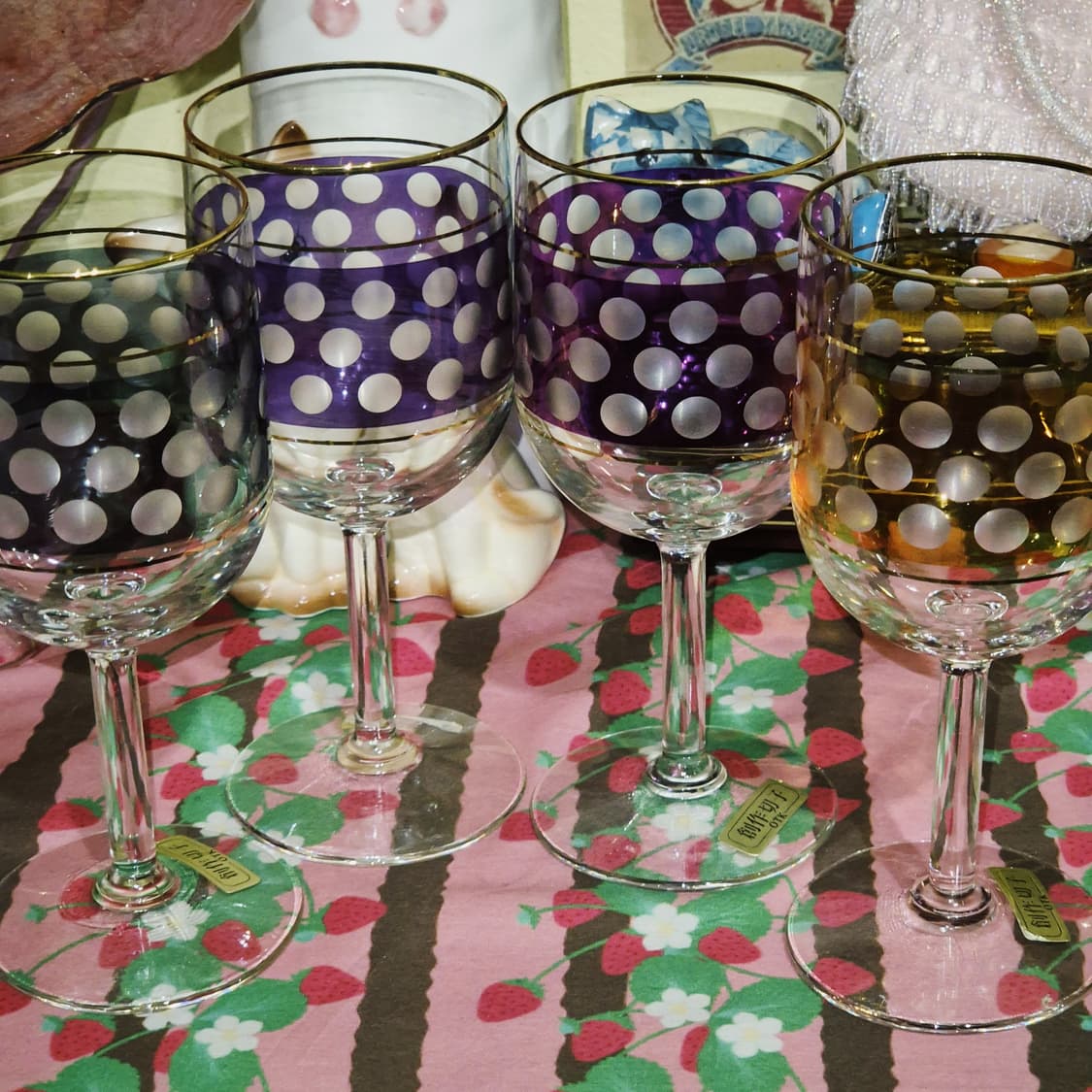 80s 오츠카 컬러 도트 애칭 고블렛 4p 세트 상품이미지6