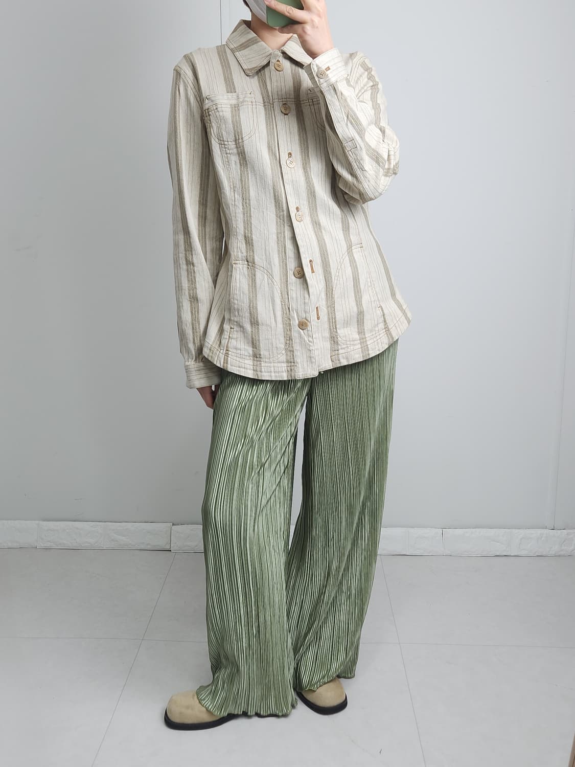 (GU)골지 글로시 롱 팬츠 상품이미지2