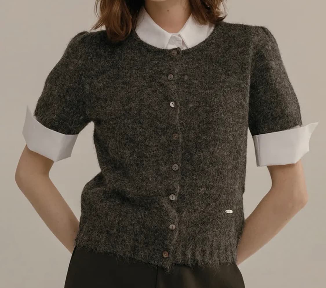 바닐라니트 반팔 니트 가디건 상품이미지1