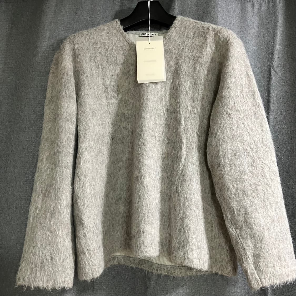 [48] 아워레가시 더블락 스웨터 알파카 그레이 브이넥 상품이미지1