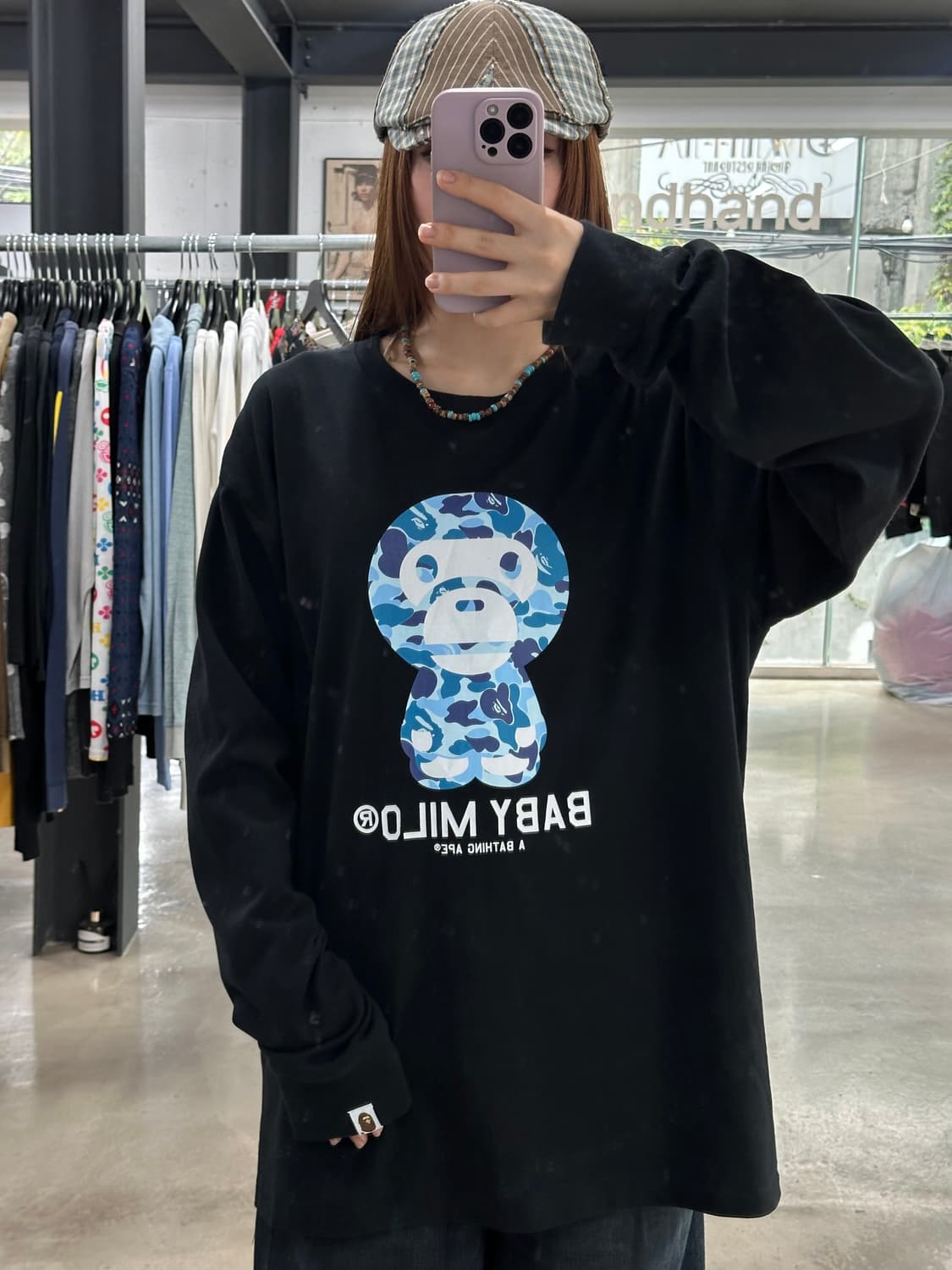 베이프 청계 마일로 블루카모 롱슬리브긴팔티 상품이미지1