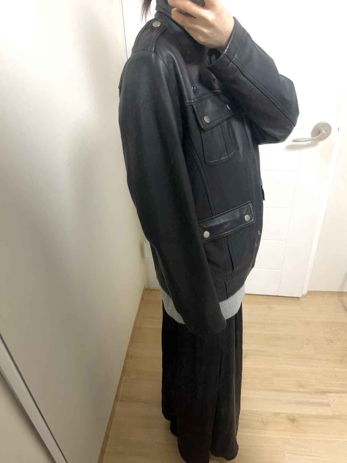 빈티지 블랙 레더자켓 상품이미지3