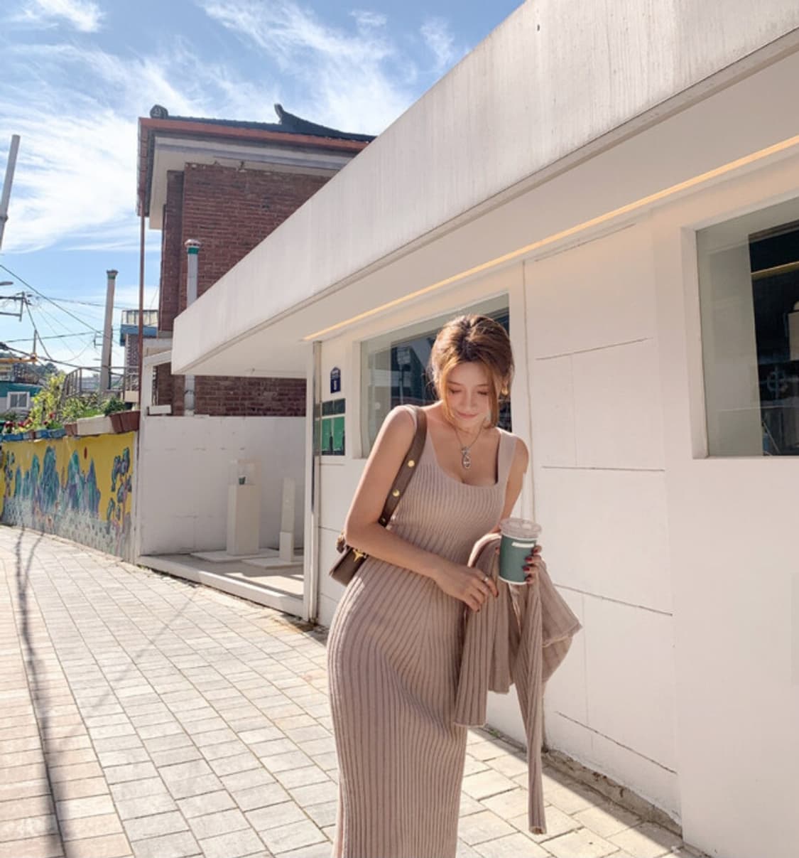 니트 롱원피스 가디건세트 상품이미지2