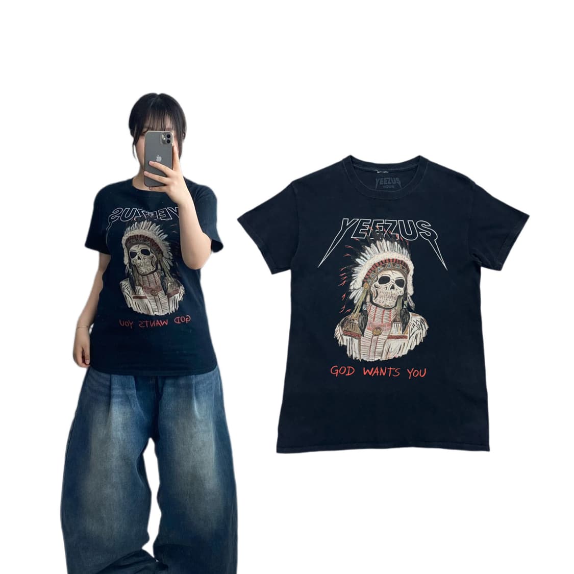 칸예웨스트 yeezus 빈티지 힙합티 랩티 반팔 티셔츠 상품이미지1