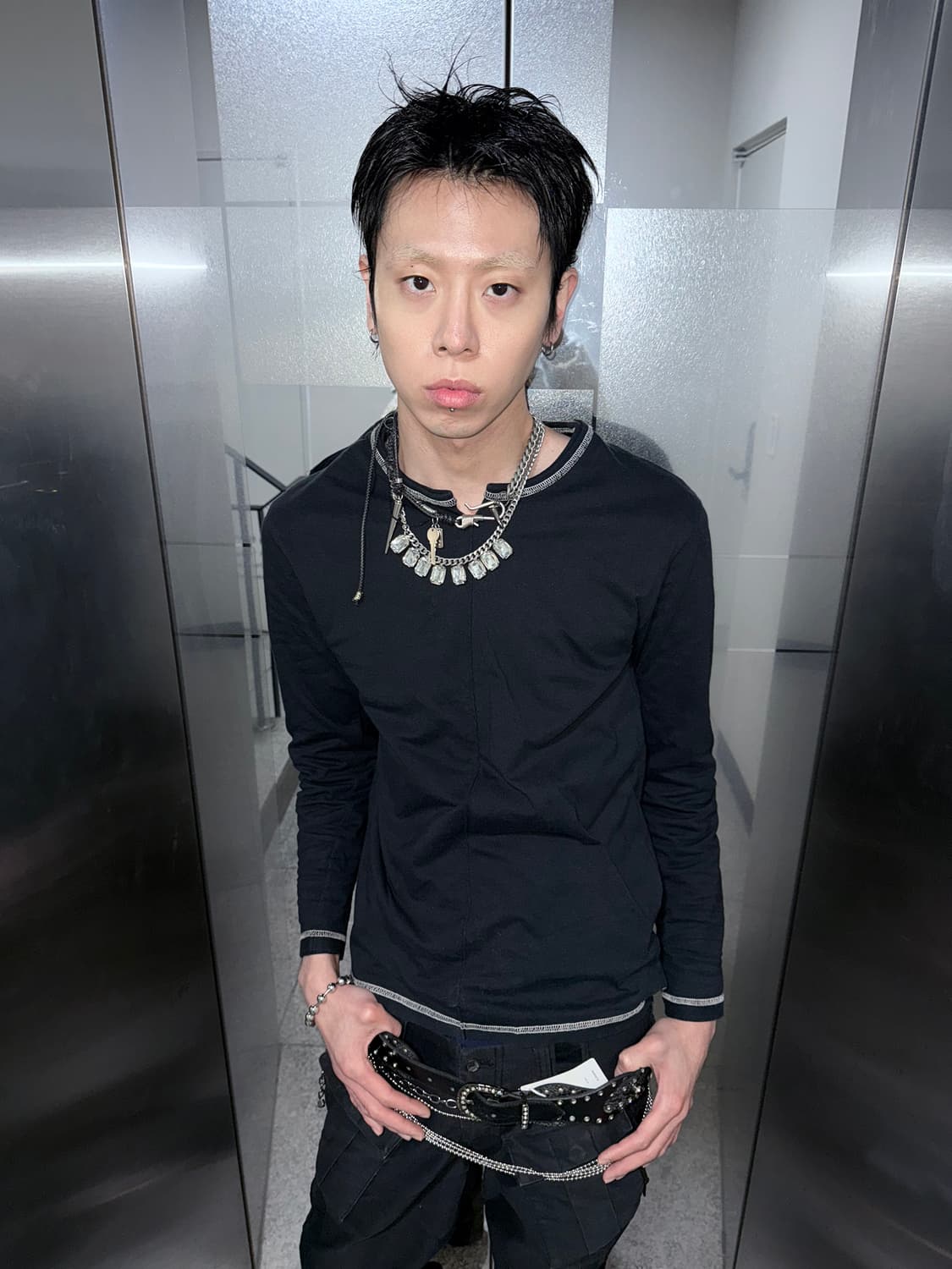 stitch layered t-shirt 상품이미지1