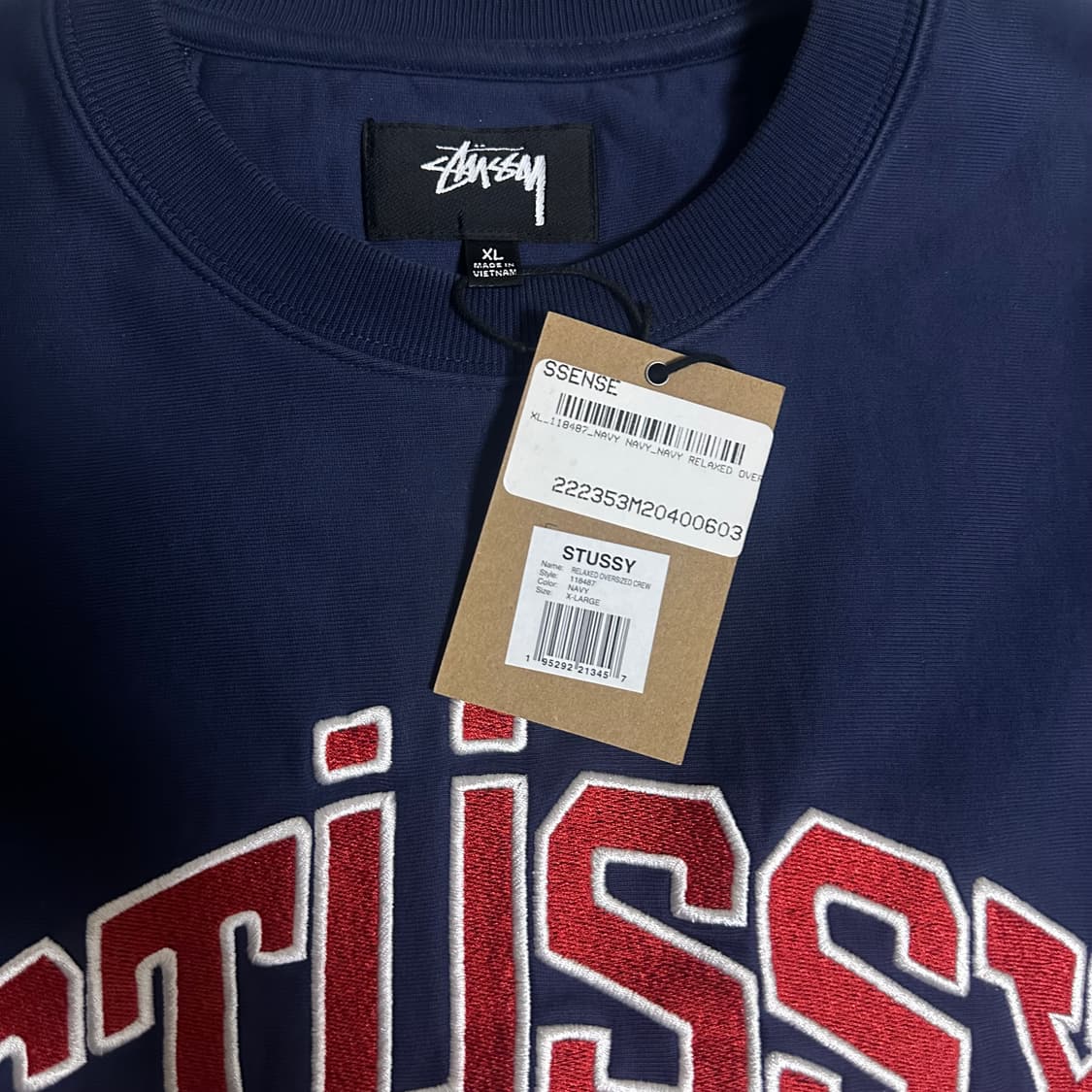 [XL]스투시 스포츠 릴렉스드 오버사이즈 크루넥 네이비 상품이미지2