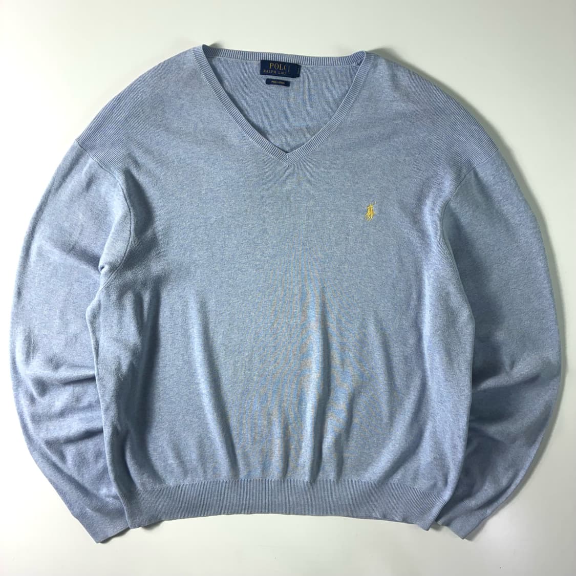 Polo  폴로 랄프로렌 자수 피마코튼 소라 브이넥 니트  상품이미지1