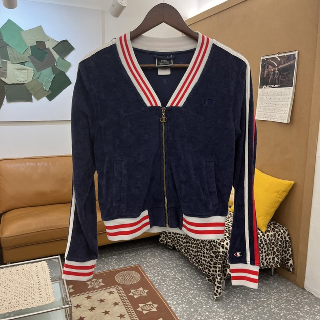 챔피온 올드스쿨 레트로 펑크 번아웃 크롭 벨벳 집업 S C10429 상품이미지3