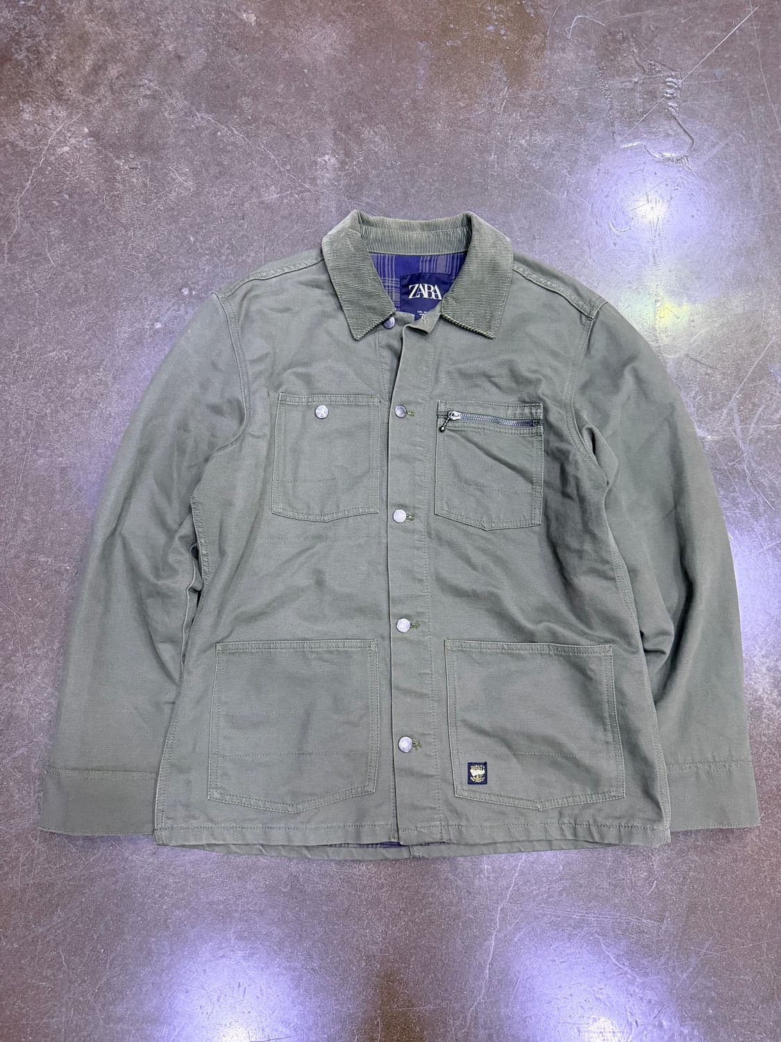 자라 코듀로이 카라 초어 워크자켓 올리브 L 상품이미지1