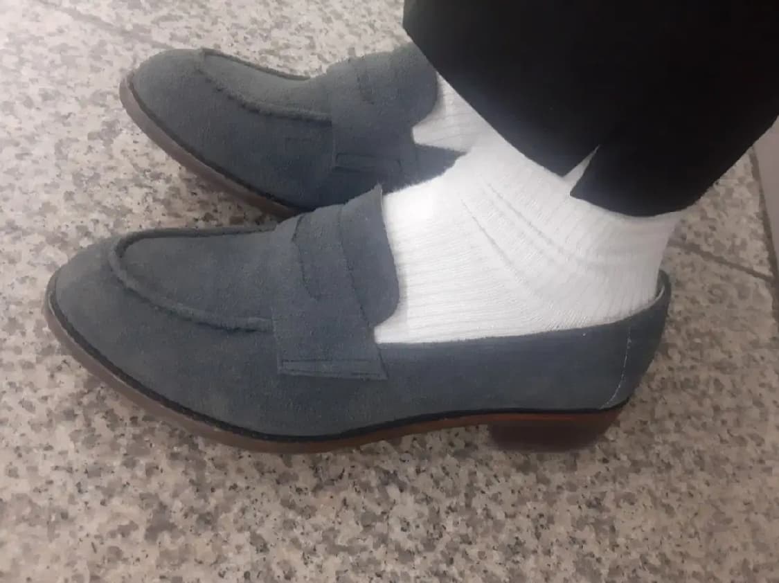 네이비 스웨이드 로퍼 단화 낮은굽 구두 240 상품이미지2