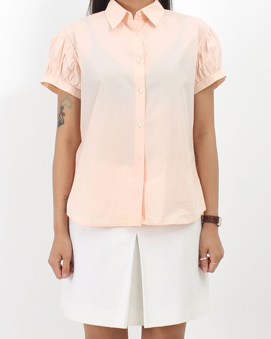 질샌더 Jilsander 빈티지 핑크 퍼프 프릴 블라우스 상품이미지6