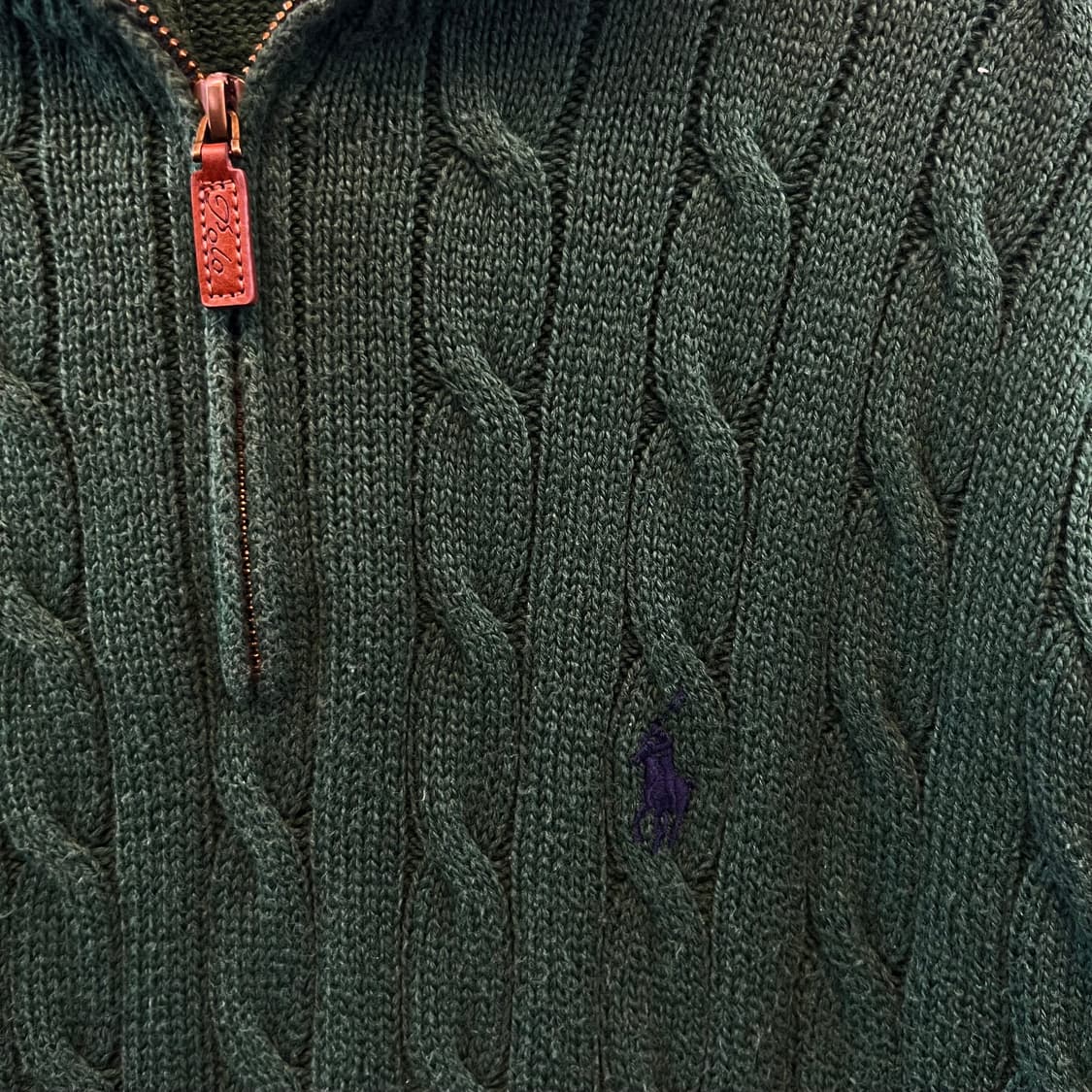 폴로 꽈배기 반집업 니트 그린  상품이미지4