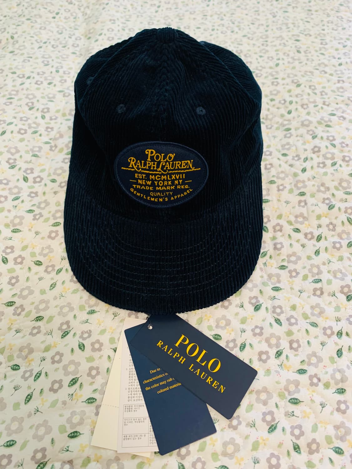 [FREE] 폴로 랄프로렌 로고 패치 코듀로이 볼 캡 네이비 상품이미지2