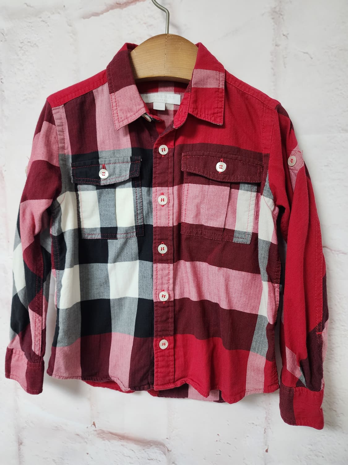 버버리 키즈 레드 체크 긴팔셔츠 상품이미지2