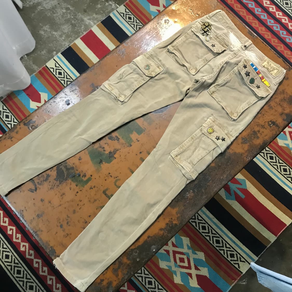 로빈스진 베이지 코튼 카고 스키니 팬츠 골반 28 사이즈 상품이미지3