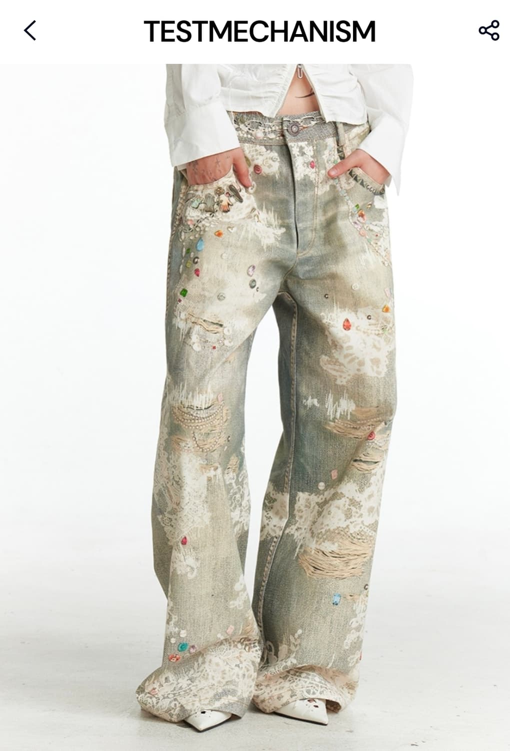 [새제품] 테스트매커니즘 빈티지 와이드 데님 그래피티 팬츠 상품이미지2
