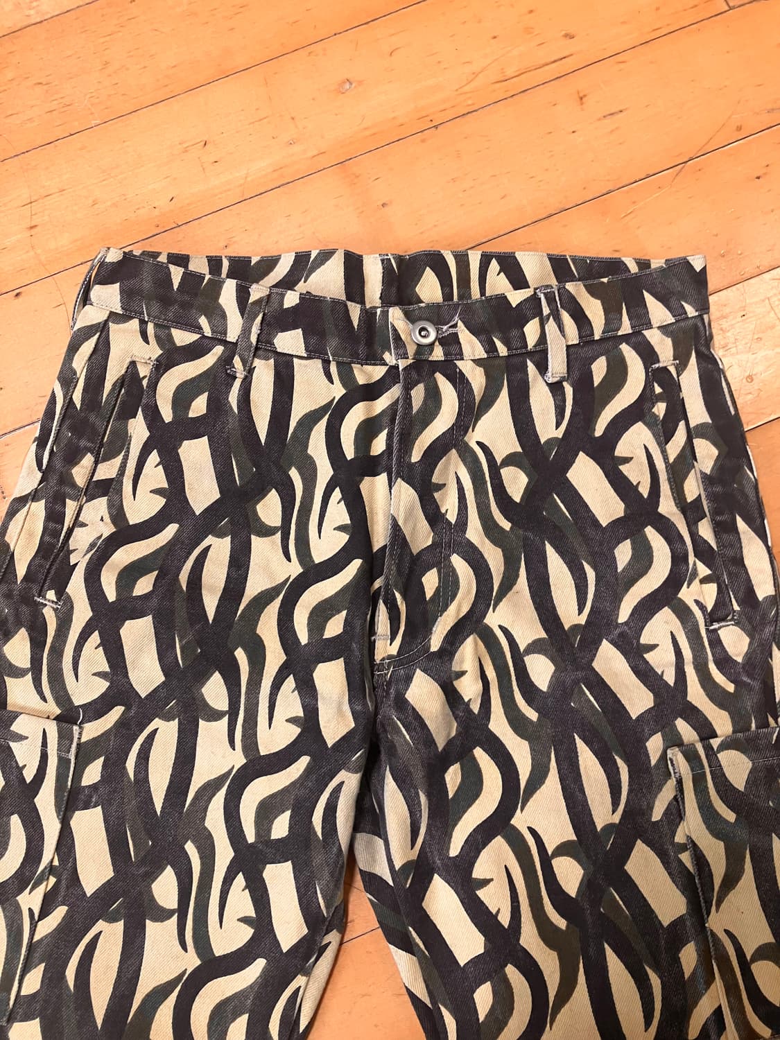 Japanese 90s 트라이벌 패턴 하드코튼 카고 팬츠 34 상품이미지2