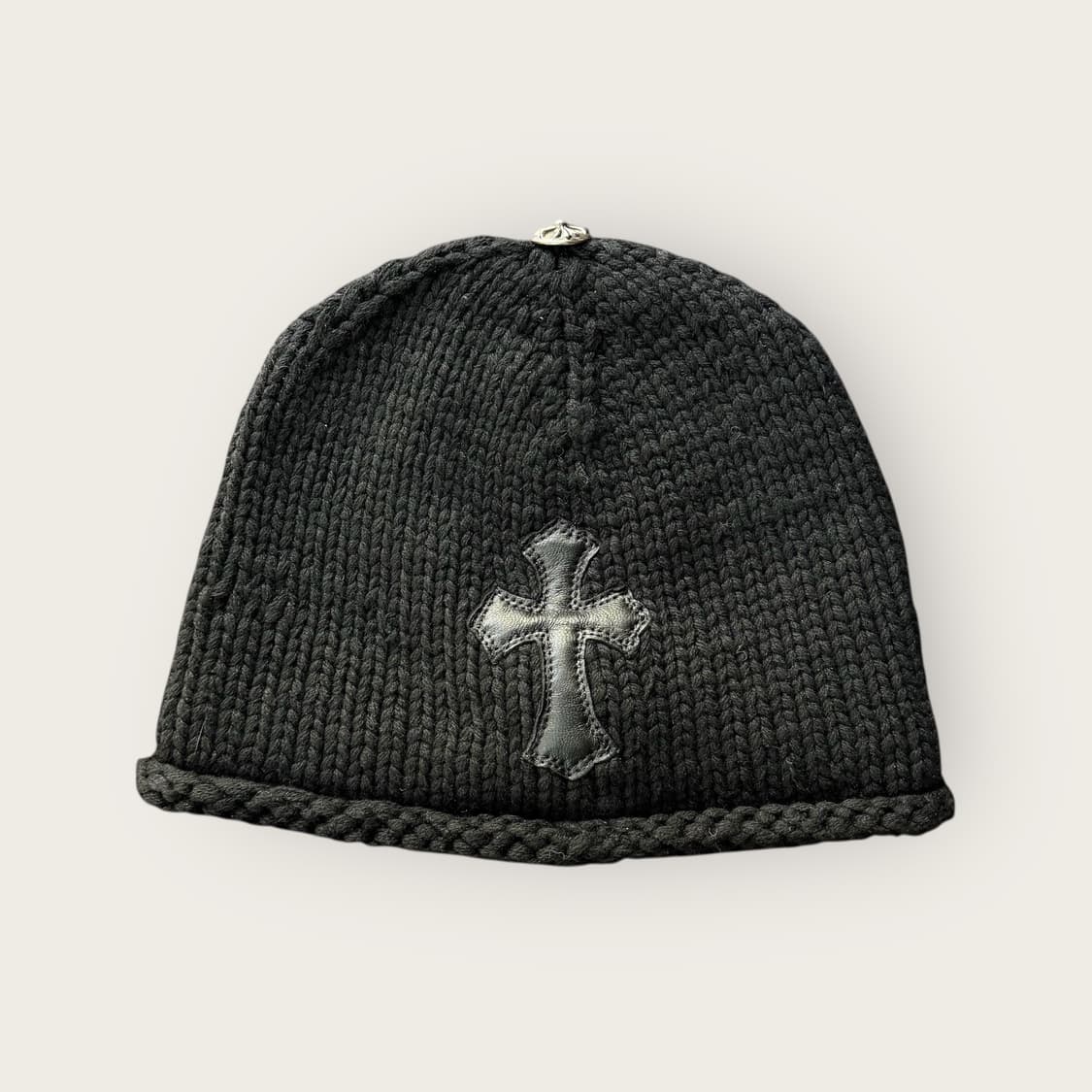 크롬하츠 캐시미어 크로스 레더패치 비니 상품이미지1