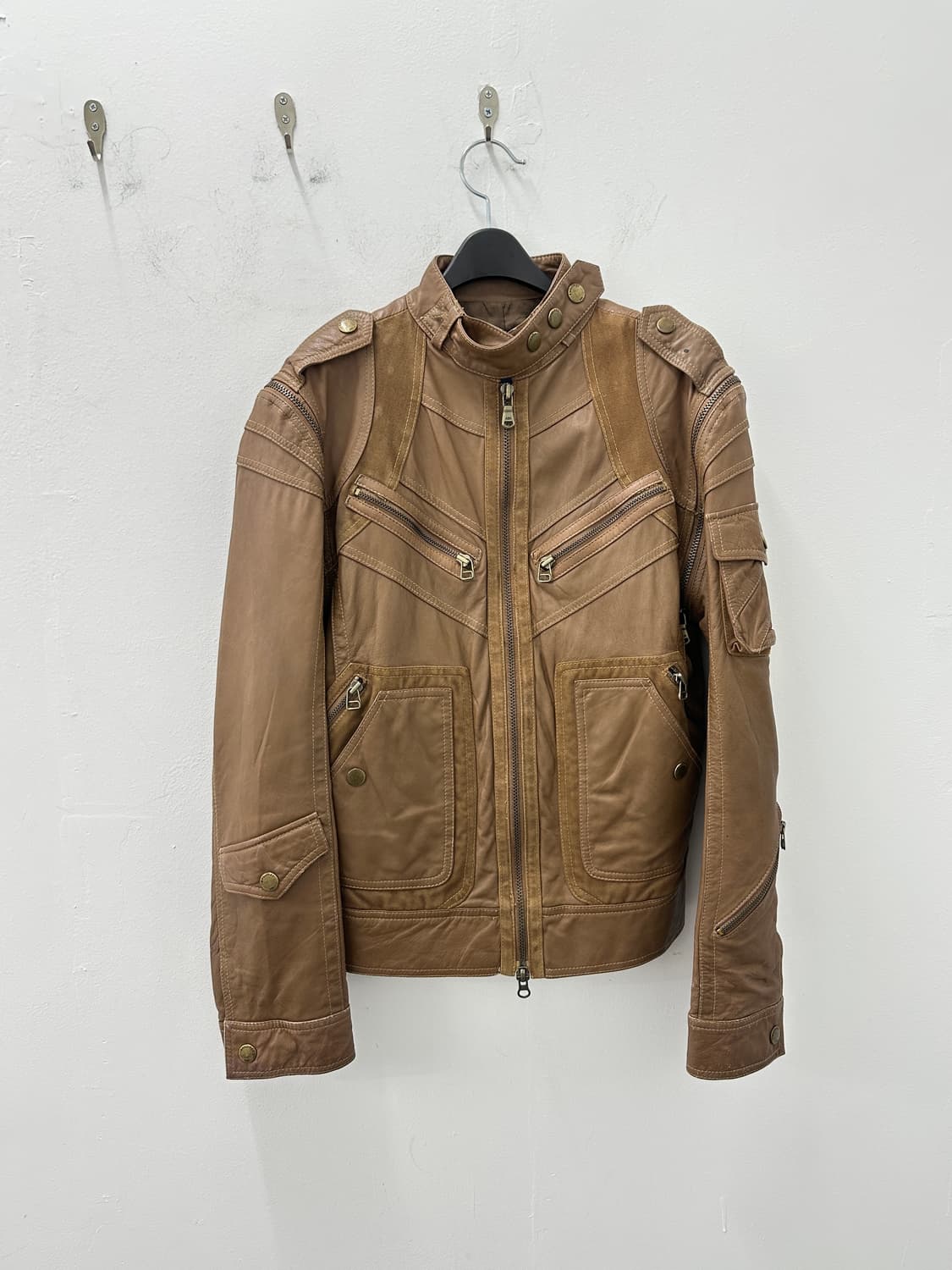 Asymmetric zip detachable sheep leather 상품이미지5