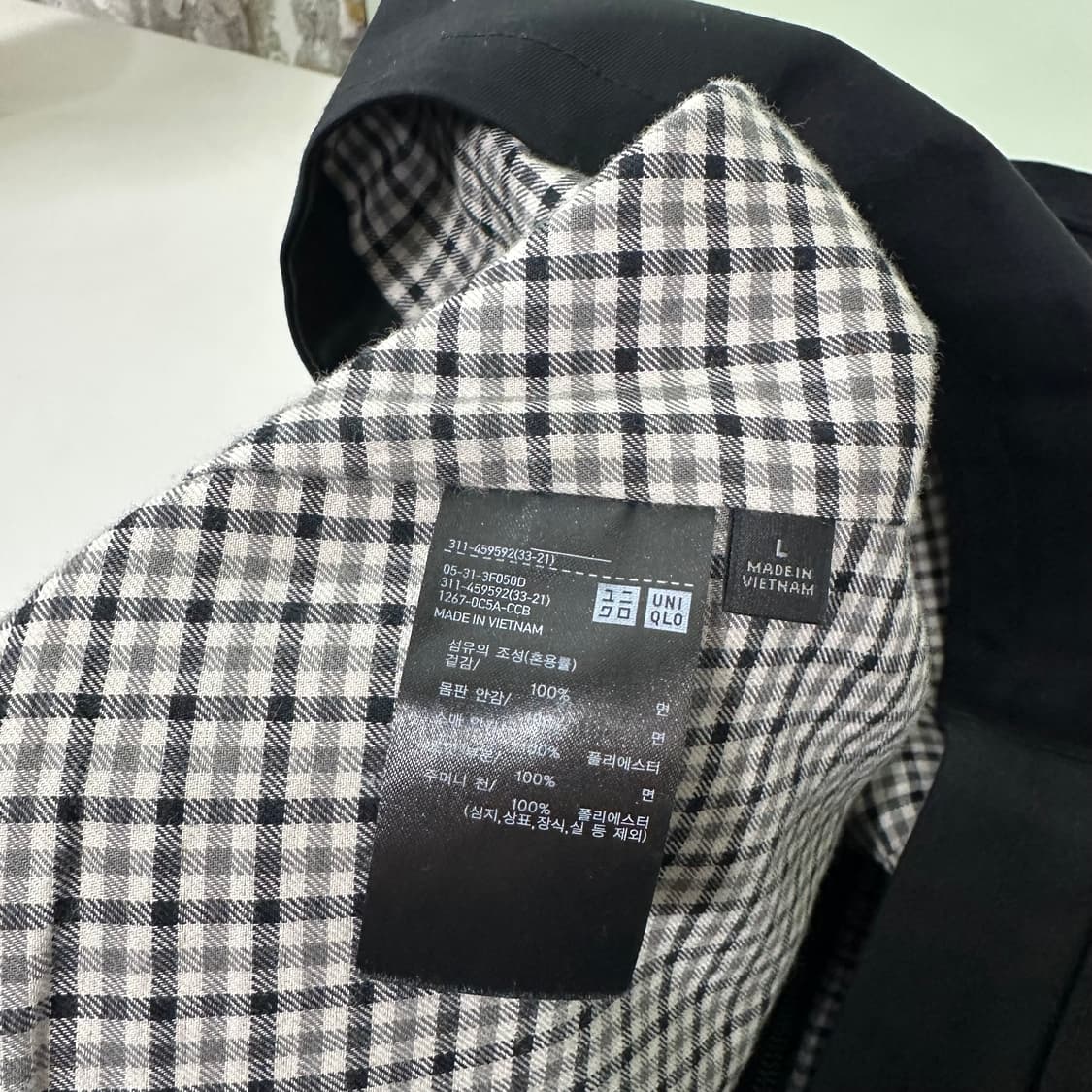 L 유니클로 블랙 코듀로이배색 워크 헌팅자켓 상품이미지6