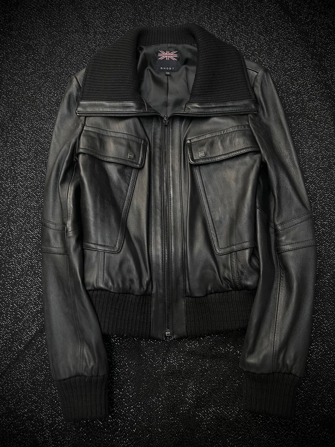 2000s GHOST 블랙 락시크 빅 카라 가죽자켓  상품이미지1