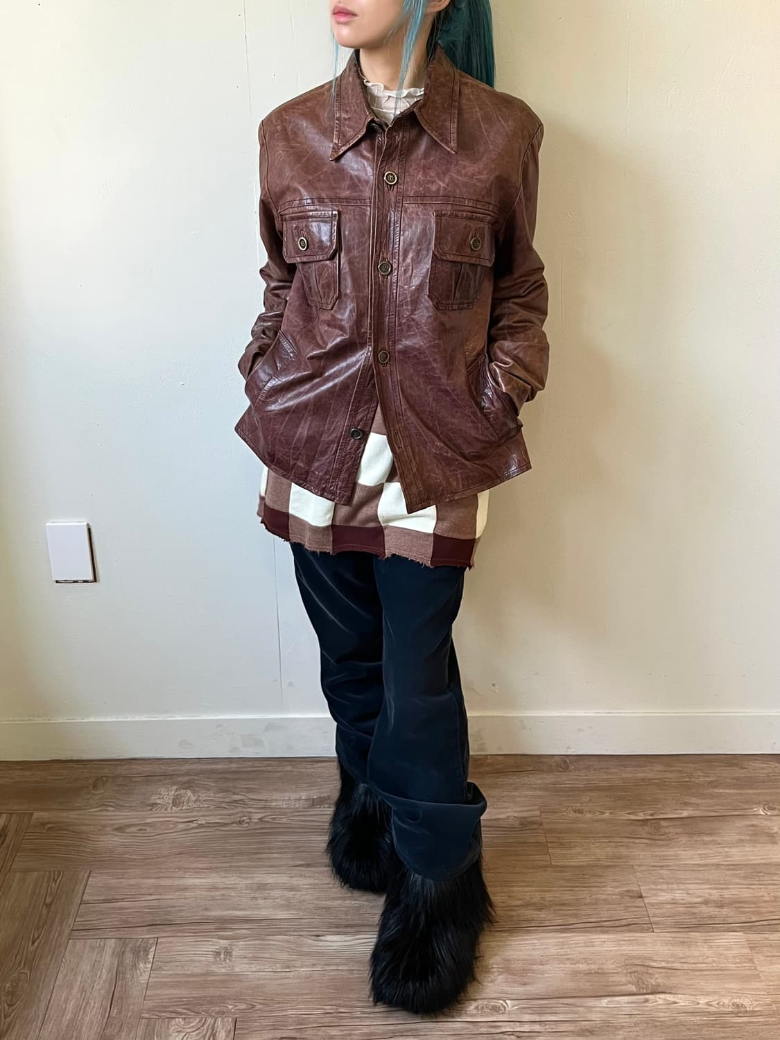 90‘s MARCO 에이징 베라 펠레 레더 자켓 상품이미지4