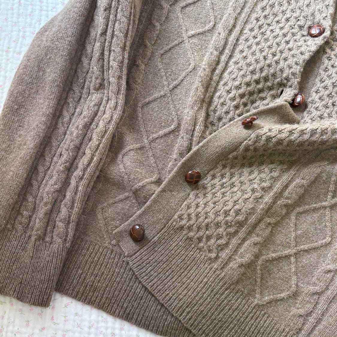 JPN/ 브라운 케이블 니트 가디건 모리걸가디건 브라운가디건 상품이미지7