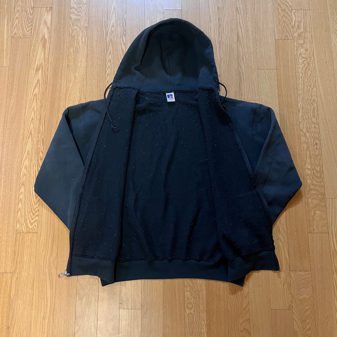 [XXL] 90s 빈티지 러셀 후드집업 워시드 블랙 상품이미지4