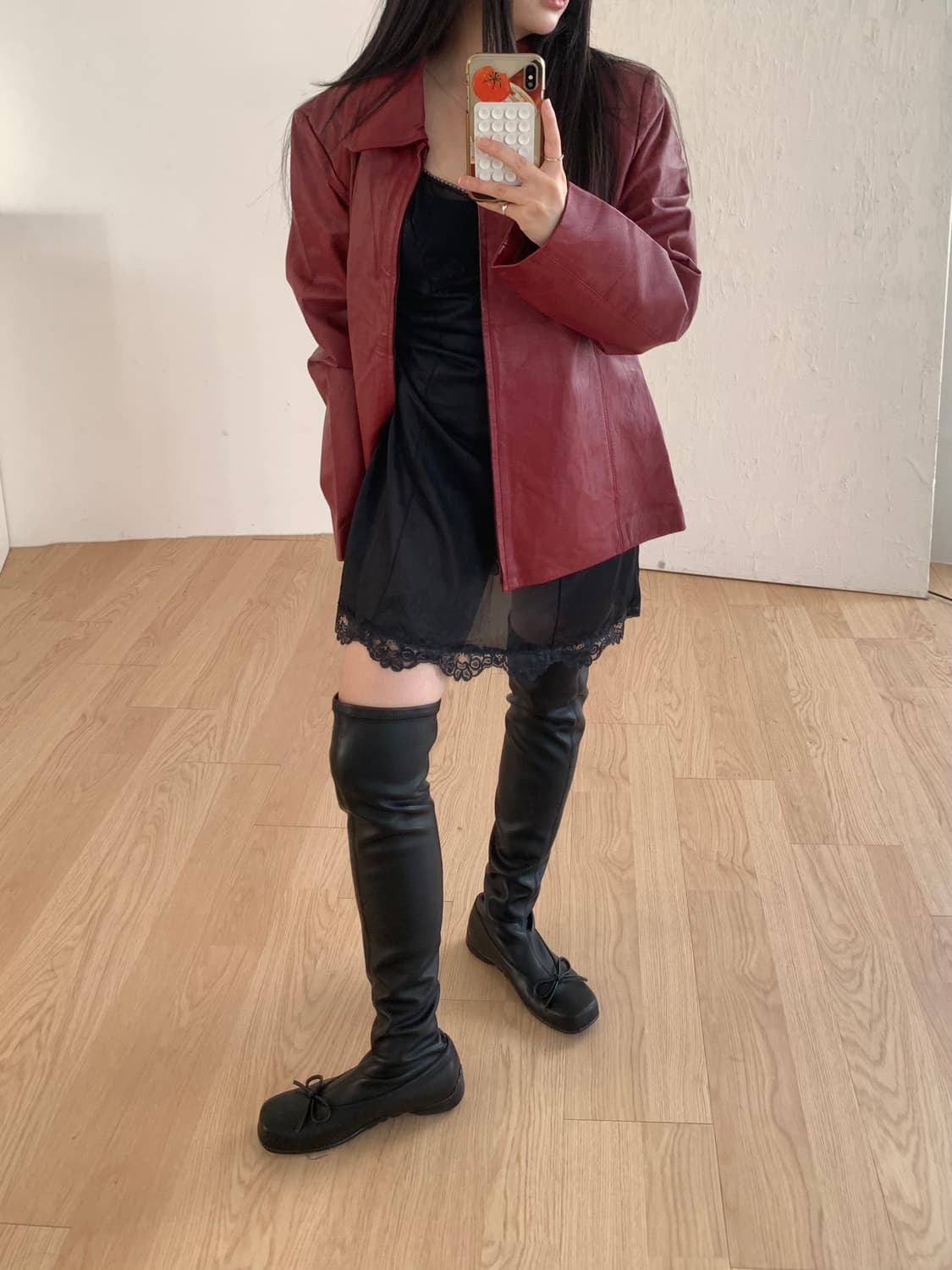 Red leather JK 상품이미지2