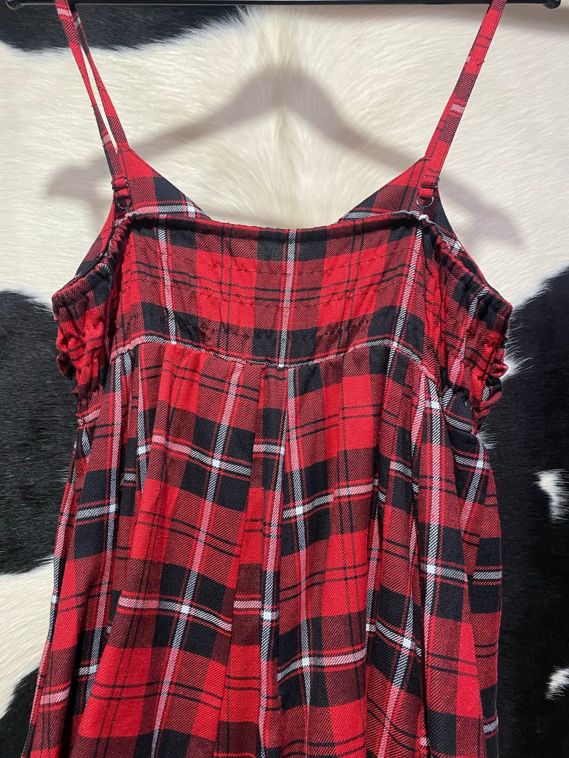 Japanese vtg 레드 타탄 체크 펑크 벌룬 원피스 상품이미지7