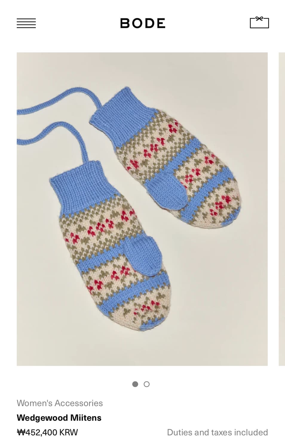 [M]보디 BODE Wedgewood Miitens 장갑 상품이미지2