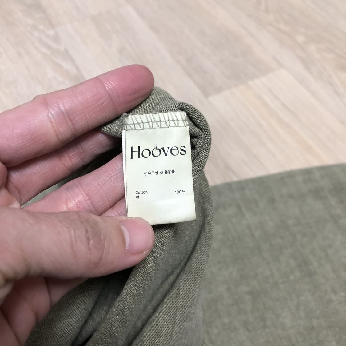 (L) 새상품 후브스 Hooves 가먼트 다잉 롱 슬리브 워시드 카키 상품이미지6