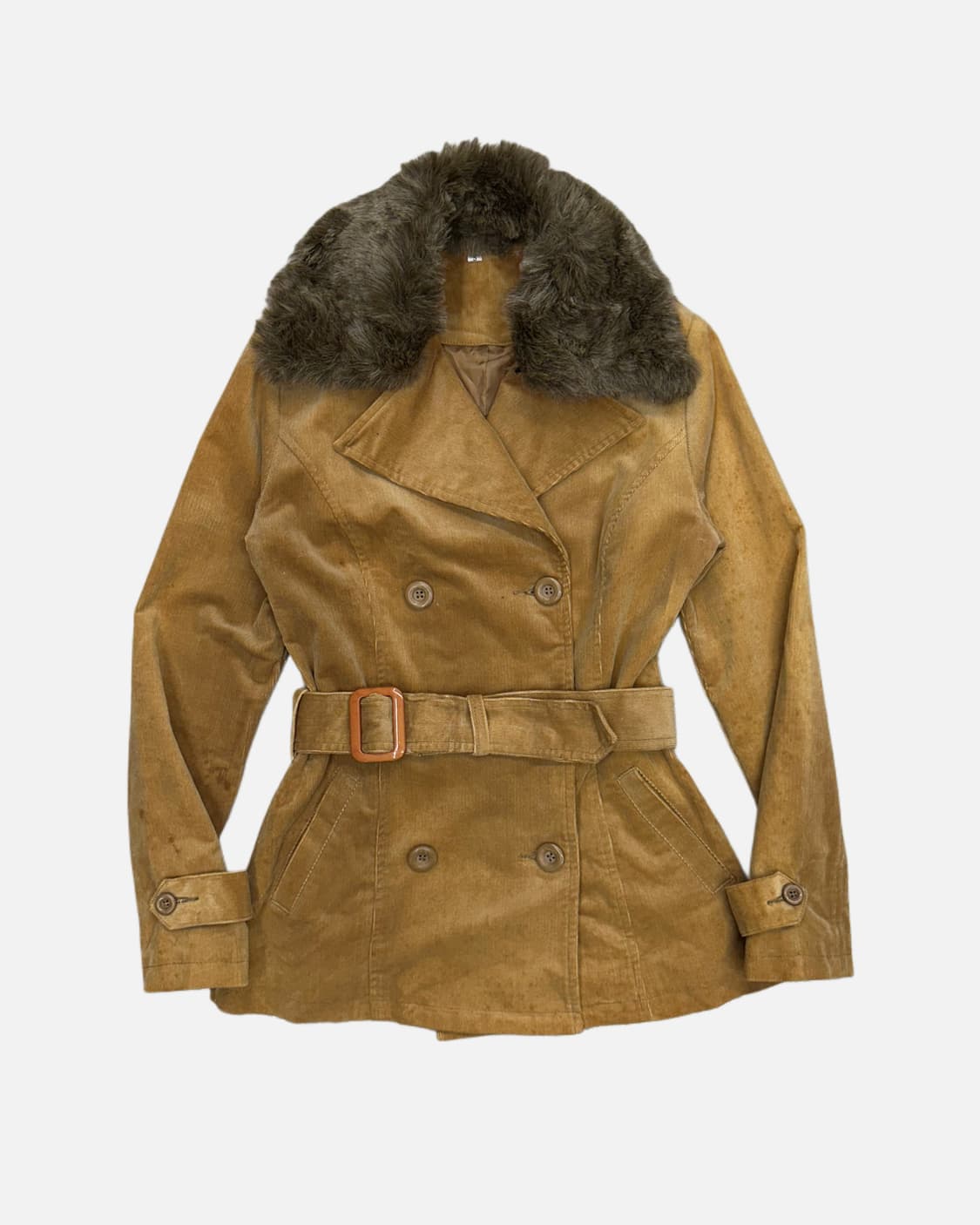 ocher corduroy fur belted jacket 상품이미지1