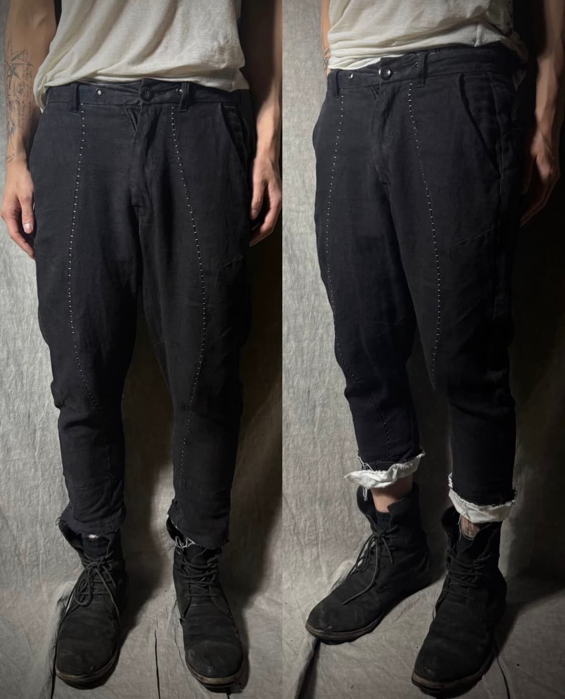 KMRii Hand-Stitched Linen capri pants 상품이미지1