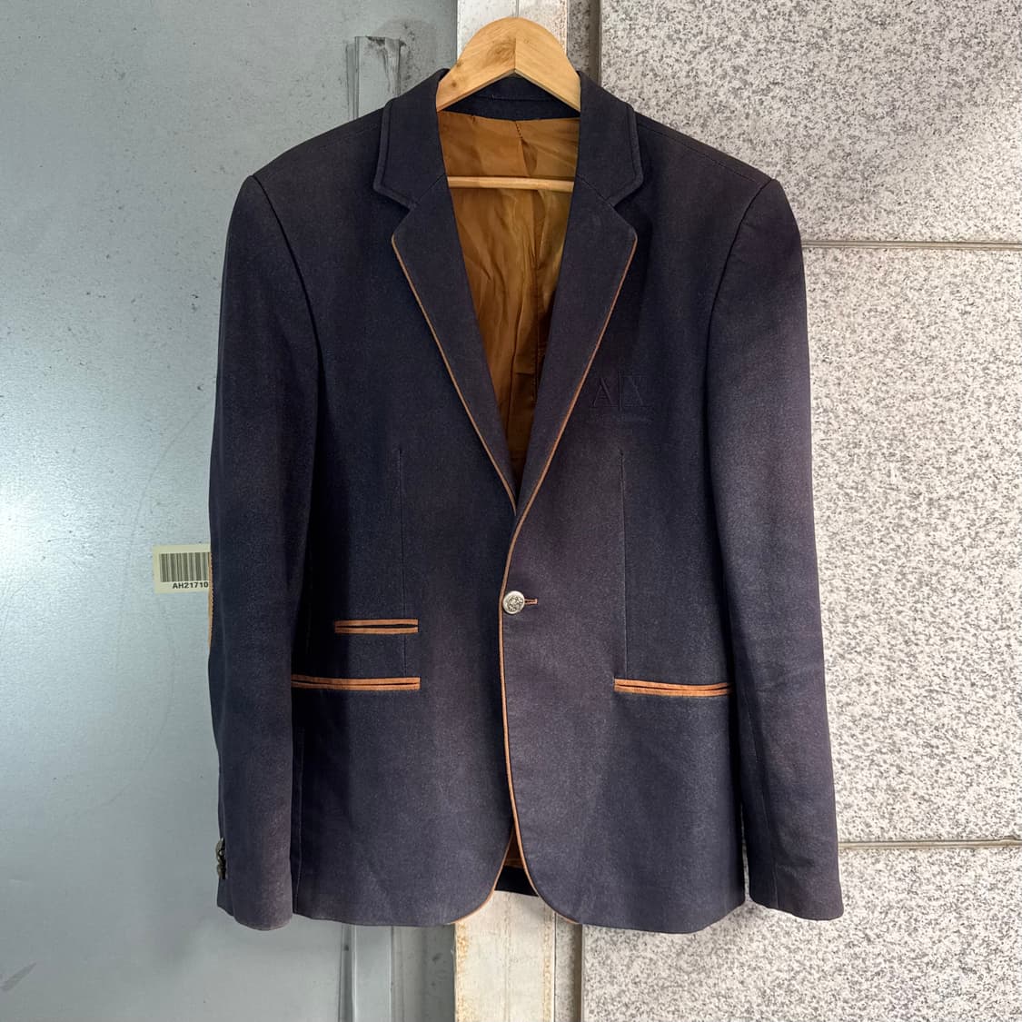 아르마니 익스체인지 빅로고 엘보 패치 원버튼 자켓 상품이미지1