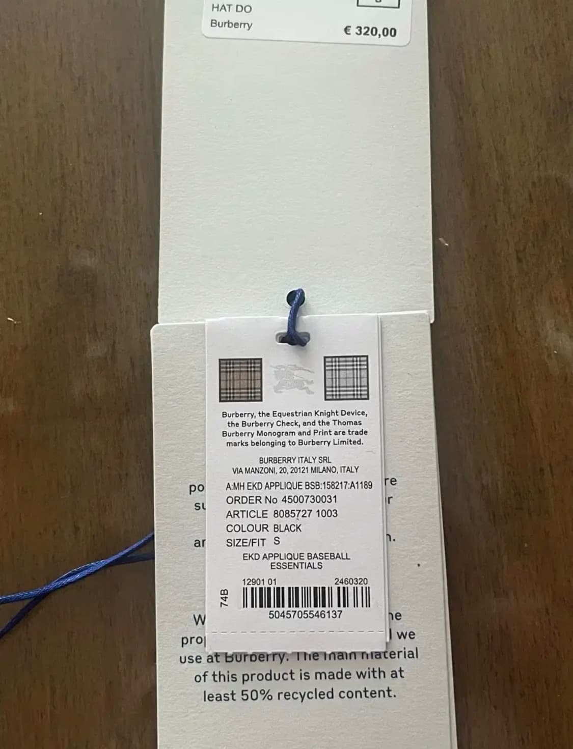 (무료배송 미실착/택O) 버버리 자수 볼캡 모자 EKD 블랙 상품이미지7