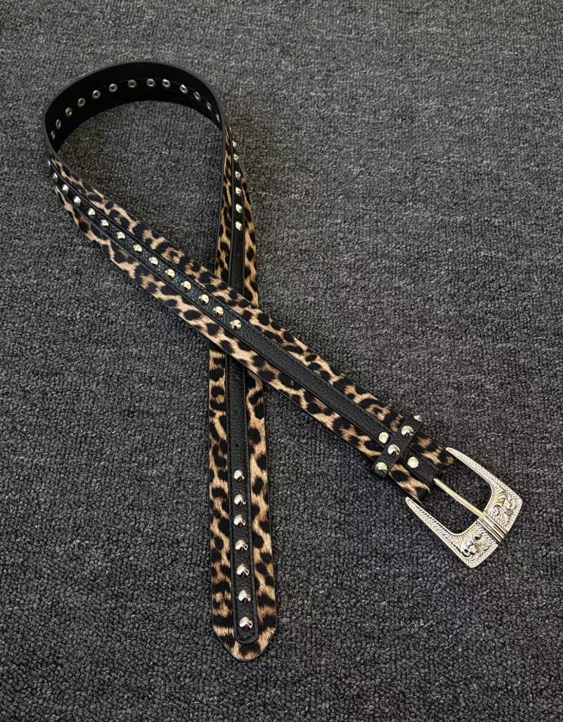 Leopard Print Metal Stud Belt 상품이미지2
