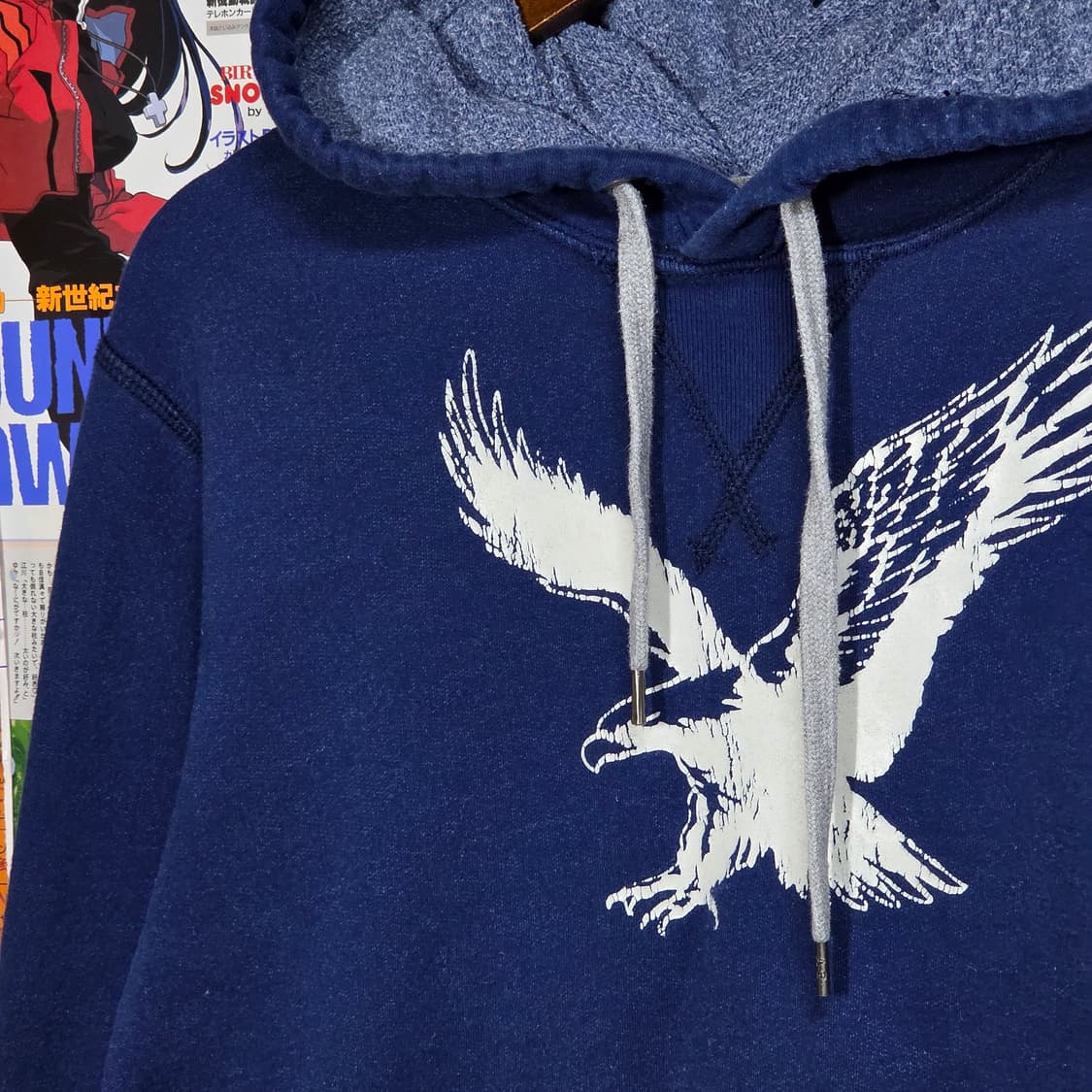 아메리칸 이글 네이비 프린팅 오버록 후드티 상품이미지3