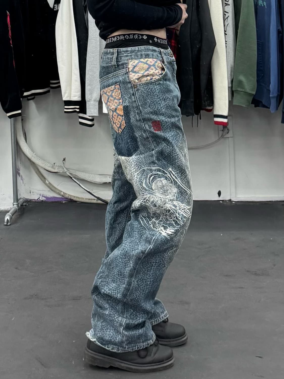 카라쿠리 타마시 오리엔탈 뱀피 데님팬츠 상품이미지4