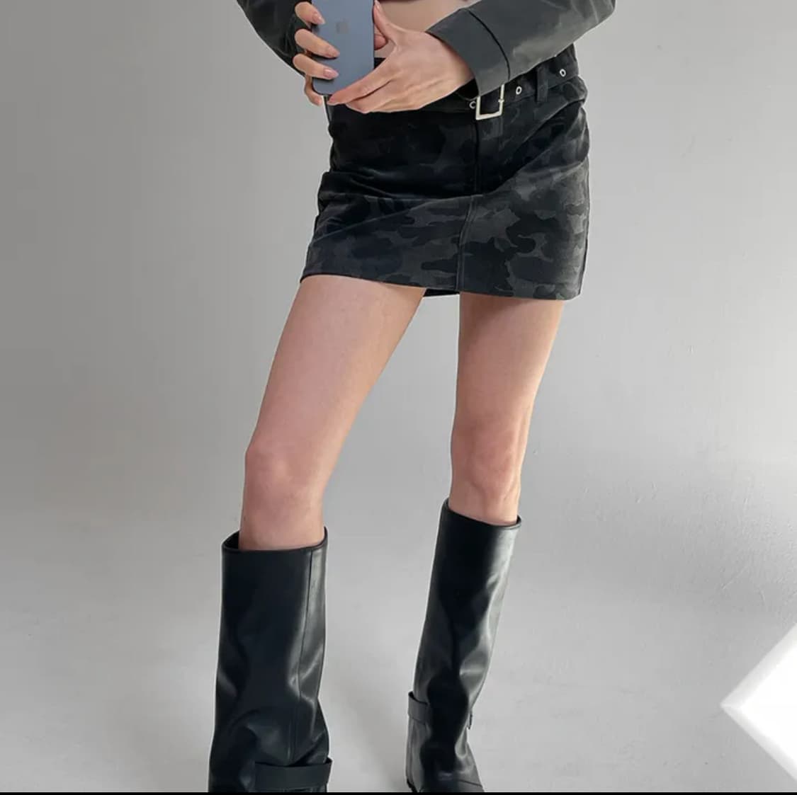 블랙업 리칸트 버클 롱부츠 상품이미지1