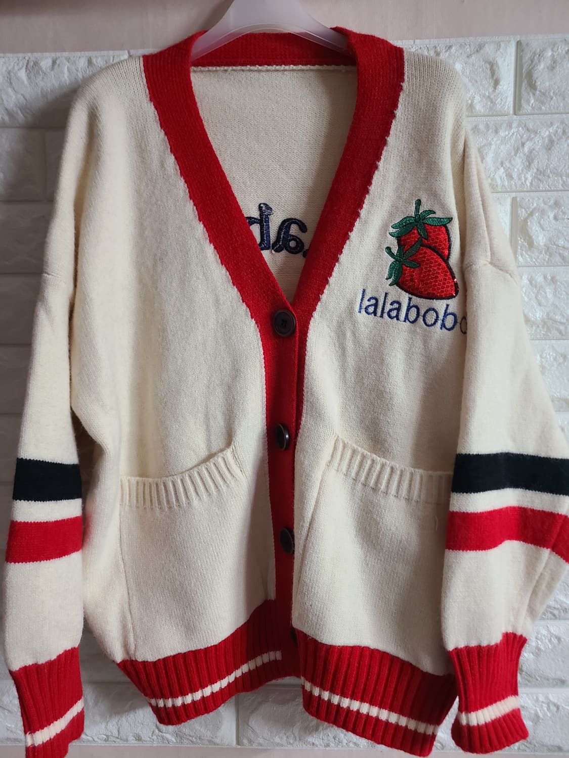 Lalabobo 딸기 자수 가디건 상품이미지1