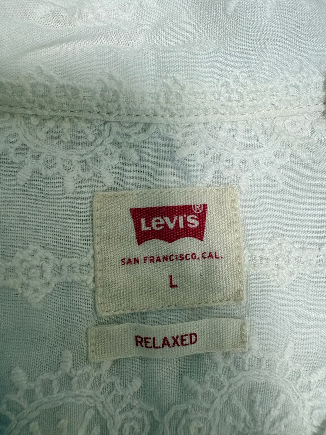 리바이스 빈티지 패턴 셔츠 화이트 L(103-105) 상품이미지2