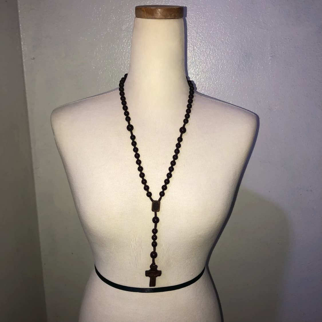 빈티지 우드 로자리오 묵주 목걸이 갸루 펑크 오리엔탈 긱시크  상품이미지1