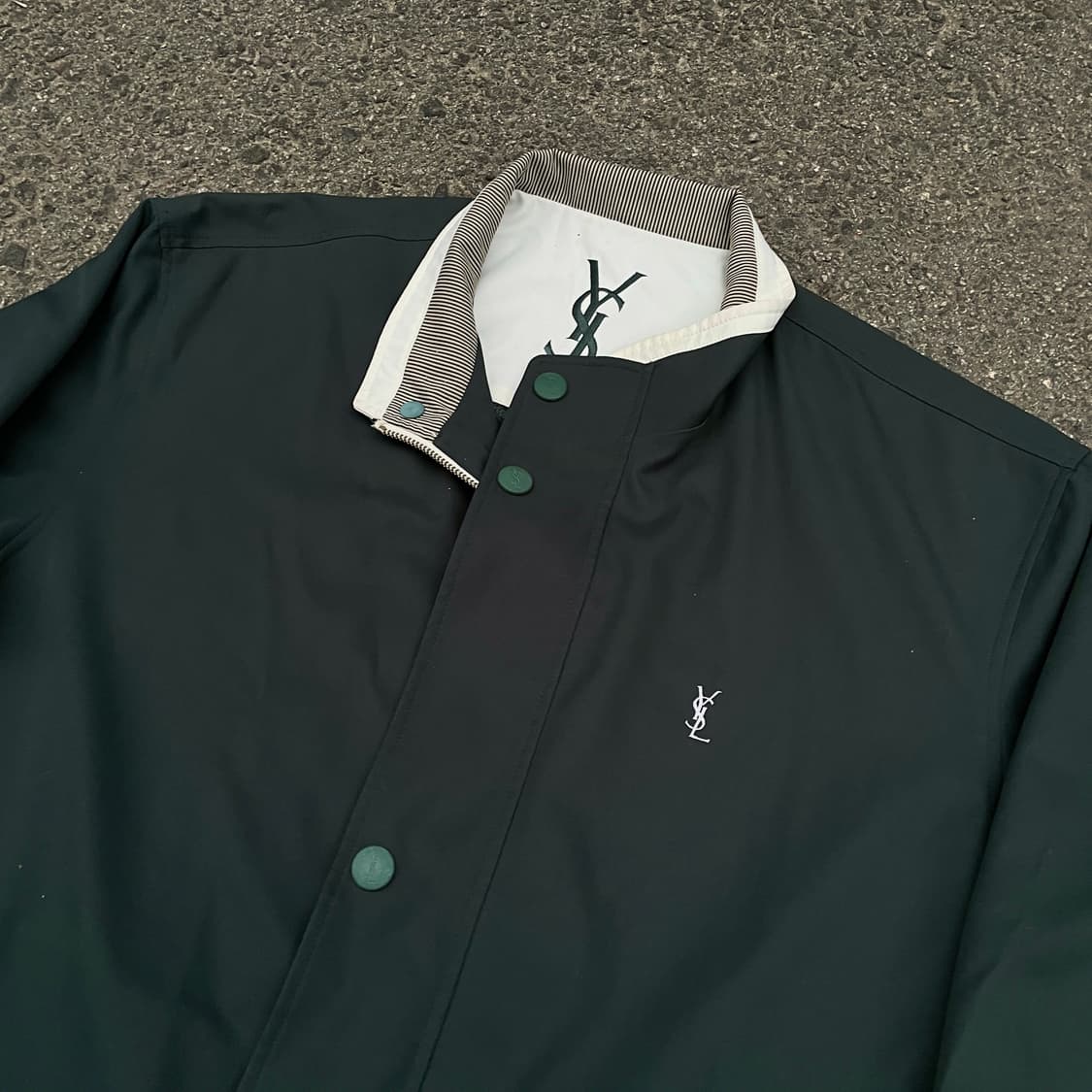 Ysl 입생로랑 딥 그린 카키 바람막이 블루종 트랙자켓 M 상품이미지3